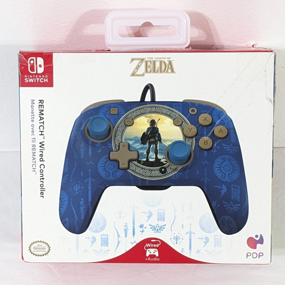 The Legend of Zelda Nintendo Switch PDP Hyrule Blue Rematch Wired Controller